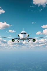 Carbon-neutral aviation, electric aircraft, green skies, 3D illustration