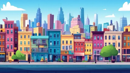 Obraz premium Vibrant Cityscape with Clean Lines and Detailed Design