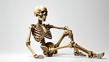 Image of the whole human skeleton on a white background.
