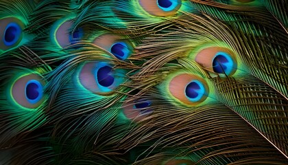 Obraz premium Vibrant Tails: A Captivating Peacock Feather Background