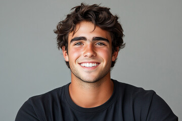 Fototapeta premium Portrait of smiling white cute teenage boy