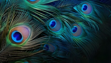 Obraz premium Vibrant Tails: A Captivating Peacock Feather Background