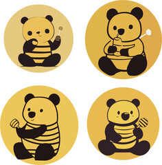 Cute Bear Illustrations with Honey