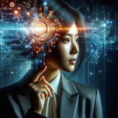 92 Luminogrammed Tech Visionary Leader The businesswoman's face
