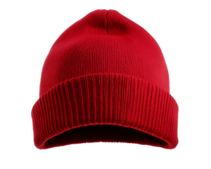 High-Quality PNG Red wool hat isolated on white background. – High Resolution