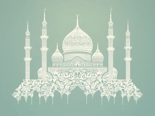 White Mosque Illustration.
