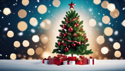 Close up christmas tree decorated with christmas balls