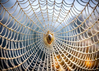 Obraz premium Detailed macro photography of an intricate spider web on a white background, ideal for design, nature themes, and artistic projects. High-resolution PNG for versatile applications.
