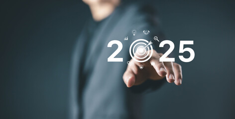 action business plan targets the new year 2025 growth, finance goal to succeed. budget in economic...