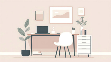 Elegant Workspace with Simple Decor, business workspace vector illustration graphics resource