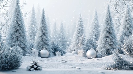 Fototapeta premium Christmas Gift Card with Sparkling Winter Wonderland Theme