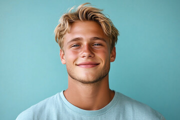 Fototapeta premium Portrait of smiling white cute teenage boy