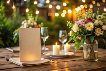 Elegant blank menu card mockup perfect for anniversary celebrations and retirements. Its sophisticated design with soft colors enhances event planning and adds charm to gatherings.