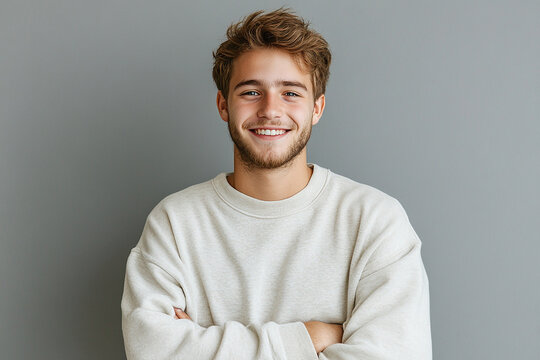Portrait of smiling white cute teenage boy