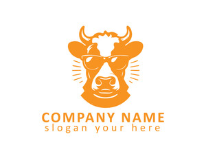 Stylish cow logo featuring a dressed-up cow, ideal for a unique and memorable brand identity