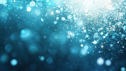 Stunning blue bokeh with sparkling light particles creating a magical and dreamy atmosphere perfect for celebrations and artistic backgrounds