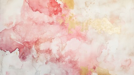 Fototapeta premium An elegant abstract watercolor piece showcasing gentle tones of pink, gold, and white, radiating warmth and sophistication for contemporary interior spaces.