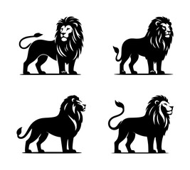 vector set silhouette of lion (black)