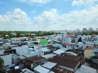 Fototapeta premium Roofs in Can Tho city, Mekong Delta Vietnam on a sunny day.