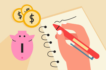 recording of financial information.vector illustration