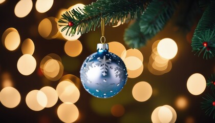Obraz premium Close up christmas tree decorated with christmas balls