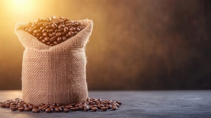 Coffee Celebration, a cozy display of coffee beans nestled in a burlap sack, vibrant banner celebrating International Coffee Day during the warm tones of autumn