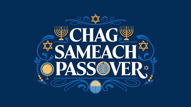 A Graphic Design of the Hebrew Phrase "Chag Sameach Passover"