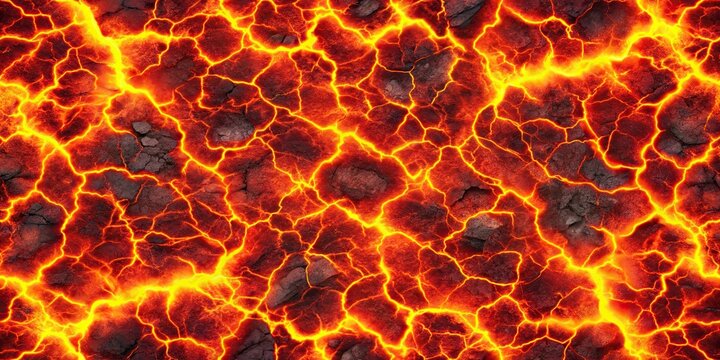Seamless lava texture background with fiery patterns and volcanic cracks , lava, fire, magma, volcano, molten, hot, flow, flame