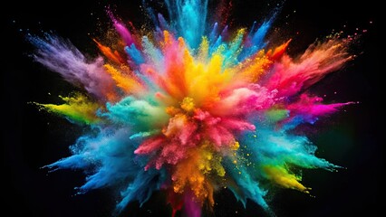 Explosion of vibrant colored powder against a dark background, powder, explosion, vibrant, colorful, celebration, festival, paint