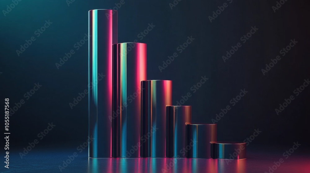 Poster colorful bar graph on dark background