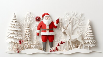 Fototapeta premium Festive Paper Art Christmas Decorations Scene
