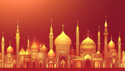 Obraz premium Golden Mosques Illustration.