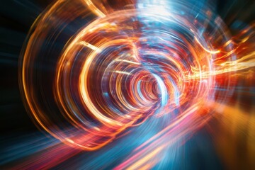 Obraz premium Abstract brain with light trails and leadership concepts, symbolizing forward-thinking