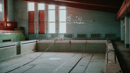 Abandoned swimming pool in Pyramiden Svalbard reflects a lost era of Arctic history