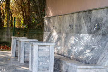 Place for ablution. Preparation before prayer for Muslim people