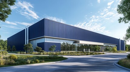 Obraz premium Modern Blue Commercial Building Architectural Rendering 