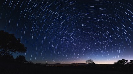 Fototapeta premium 2410 33.A cosmic landscape featuring a star-studded night sky with a clear view of the galaxy. Faint trails of stardust create soft gradients of blue and purple, while distant stars cluster in