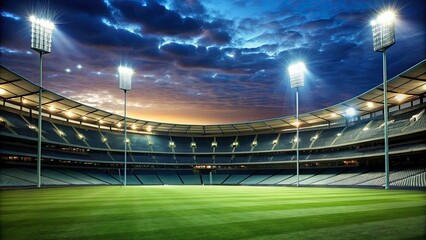Aussie Rules stadium illuminated by floodlights at night , sports, sport, Australian, rules, AFL, football, floodlit, stadium