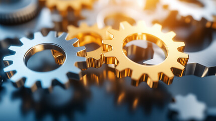 Gears mesh seamlessly together, representing collaboration and the strength of teamwork in a creative setting