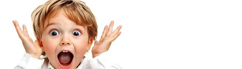 Surprised Little Boy with Open Mouth.