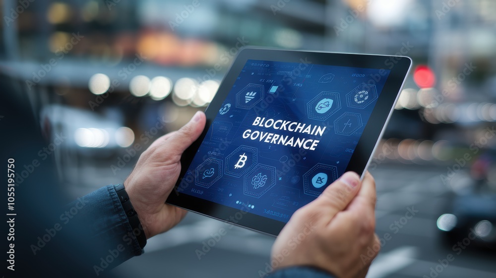 Poster exploring blockchain governance key concepts and trends in technology today