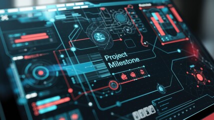 Fototapeta premium Innovative Digital Dashboard Displaying Project Milestone Metrics and Analytics Overview