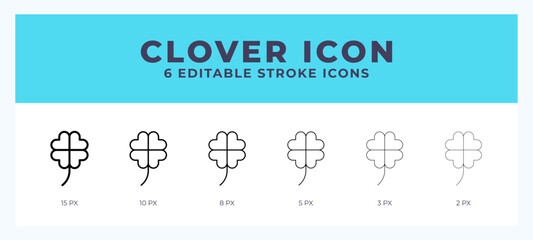 Clover icon with different stroke. Vector illustration.