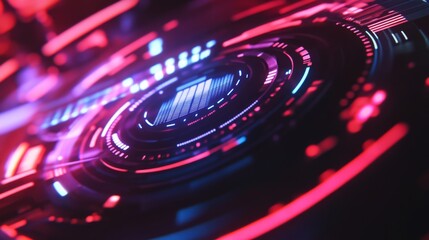 Vibrant Technology Interface with Neon Colors and Lighting