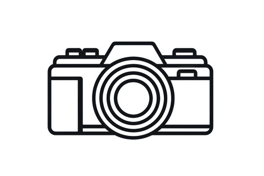 Captivating sketch of a vintage camera. Minimalist black outline on transparent background, perfect for design projects.
