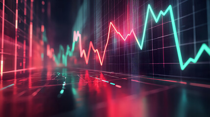 Market trend graph, red and green arrows, cost impact, 3D illustration