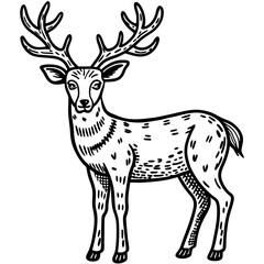 Fototapeta premium reindeer black and white illustration