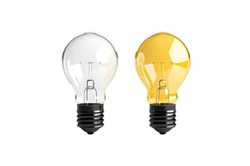 Side by side comparison of a traditional clear light bulb and a modern amber LED bulb, showcasing energy efficiency and design contrast.