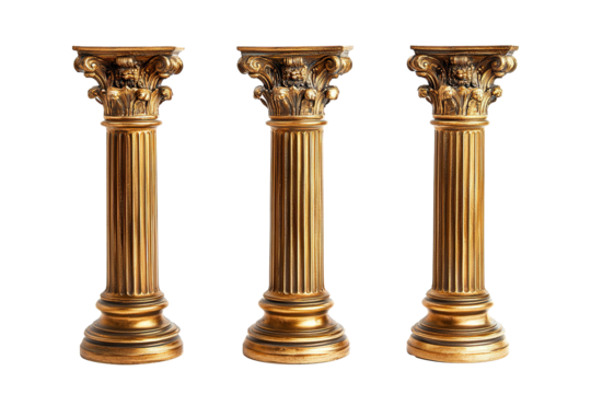 Greek Golden columns isolated on white background PNG