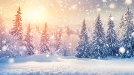 Vibrant Winter Scene with Snow-Covered Trees